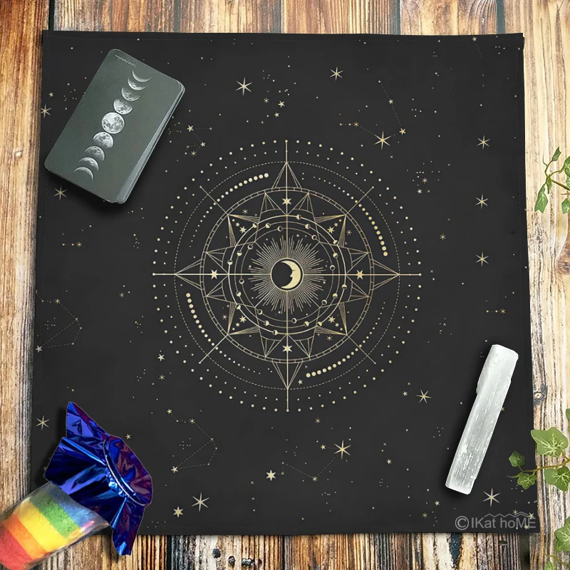 Star Pattern Tarot Tablecloth Velvet Altar Cloth Cosmic Planetary Magic Array Board Game Crystal Pendulum Oracle Cards Pads 69cm