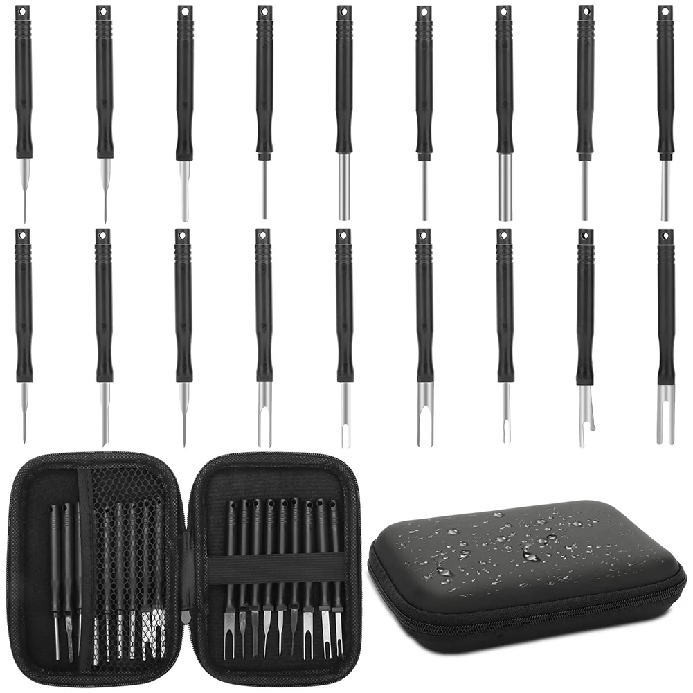 18 Pcs Car Cable Plug Removal Tool Pin Extractor Repair Remover Key Tools With Box Car Auto Cable Plug Remove Pin Puller