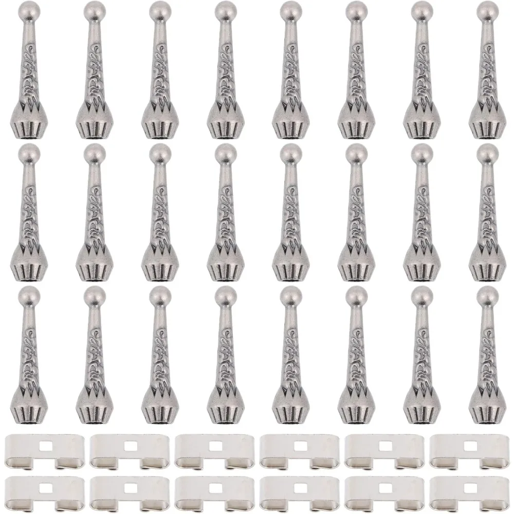 36pcs Bolo Tie Findings Kit with 24Pcs Bolo Tie Tips Replacement End Caps and 12pcs Bolo Tie Slide Clasp Bolo Tie Supplies