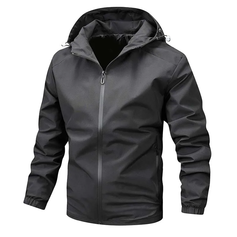 

New Autumn Mens Hooded Jacket Solid Color Casual Thin Coat Outdoor Fashion Outerwear Clothing Latest Style