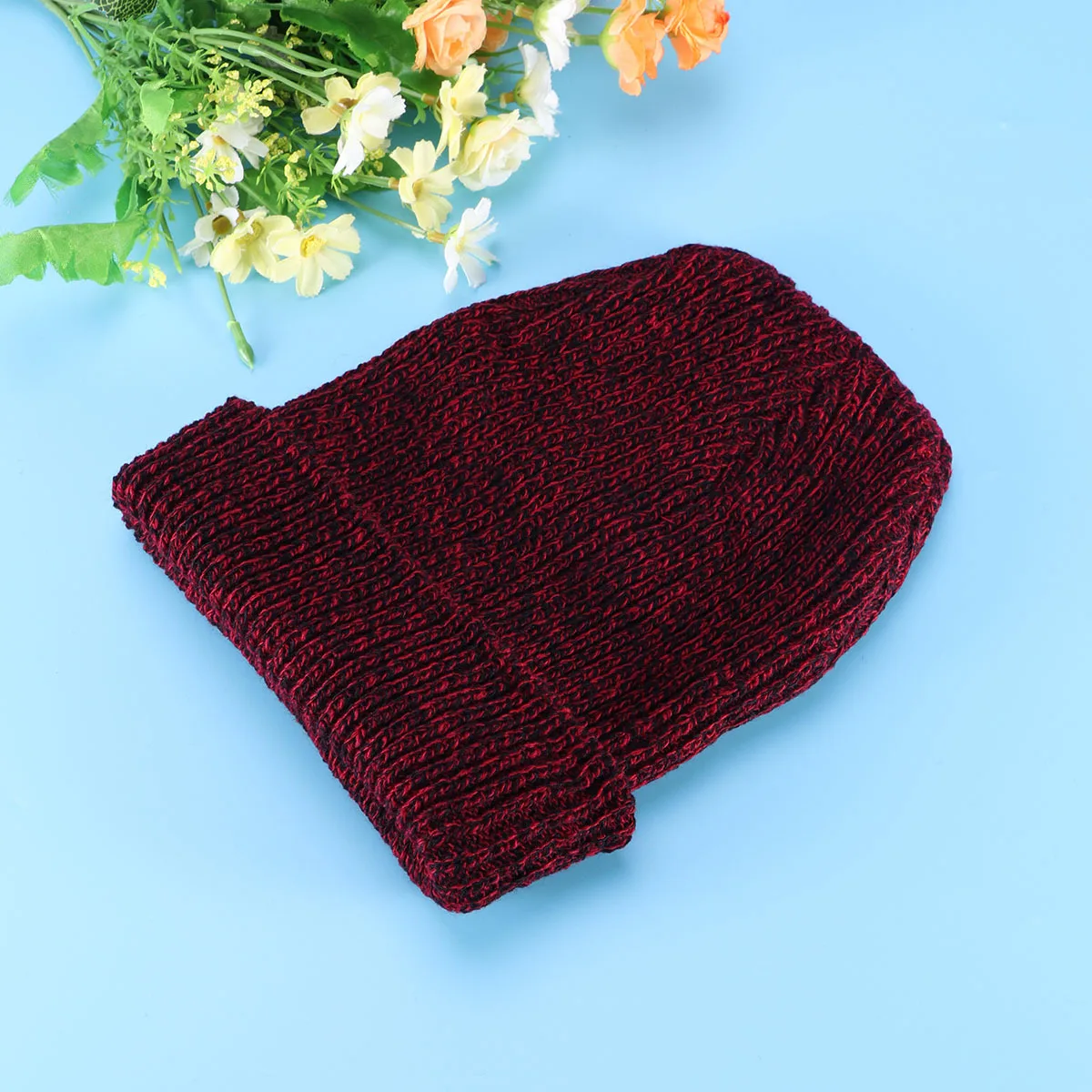 Knitted Beanie Caps Red Warm Winter Hat For Men Women Machine Washable Ski Cap Cycling Beanies