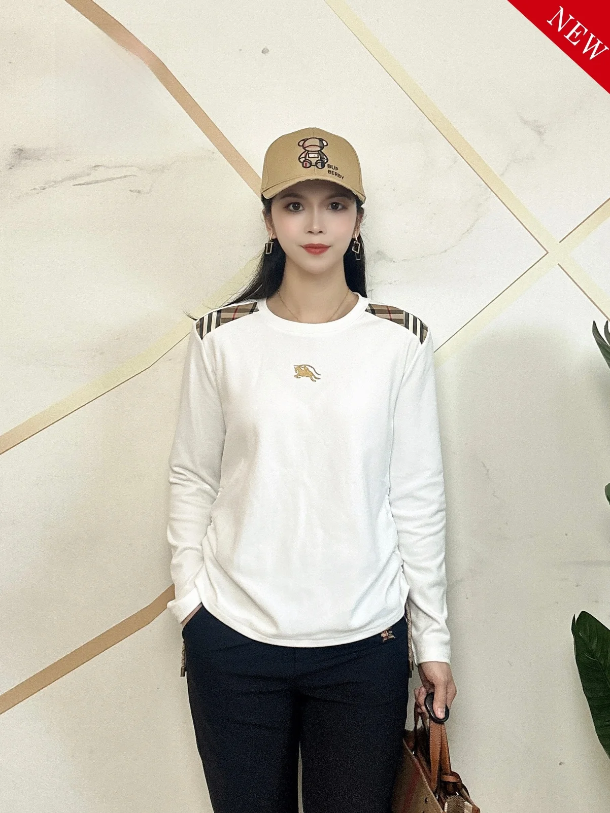 

Thickened Double-sided Fleece Sweatshirt Long Sleeve Women's Base Layer Shirt Spring Autumn Winter New Style Stripe Pattern