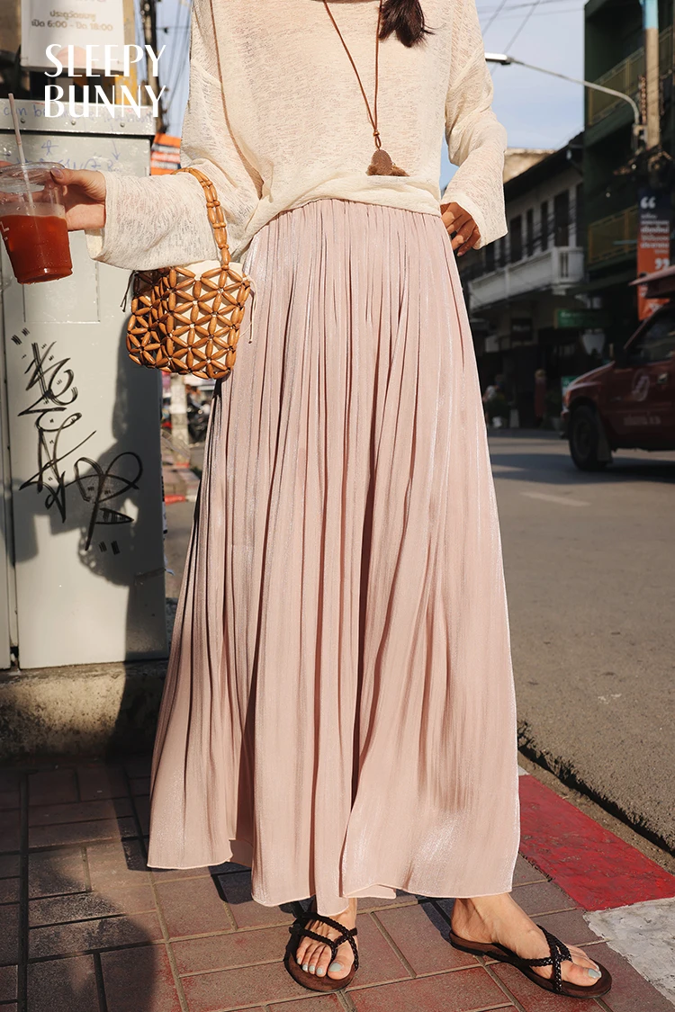 

Shimmer Wide Leg Skirt Pants Women Summer High Waist Elastic Loose Fit Flowing Trousers Casual Comfy Lazy Style Palazzo Pants