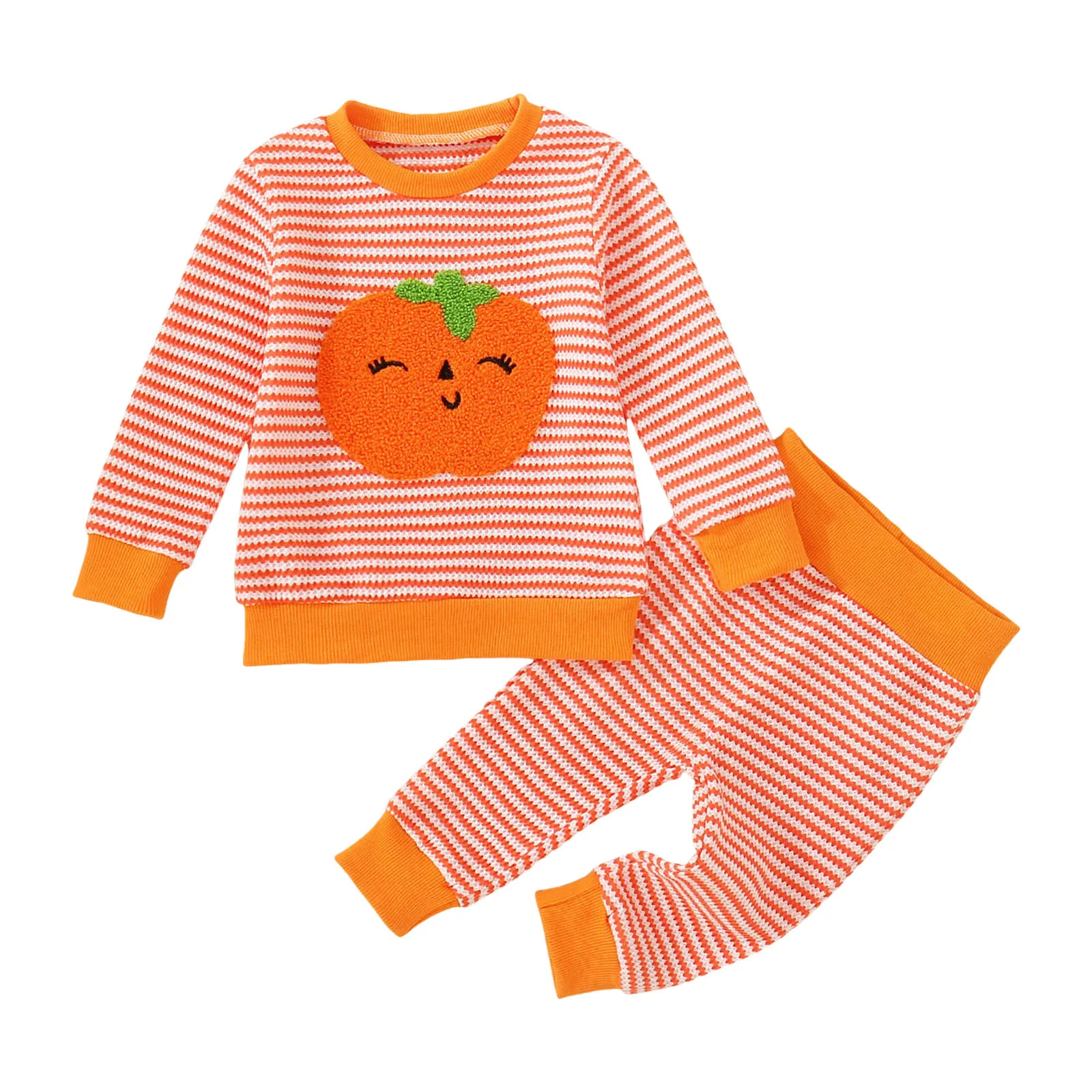 

Headband Gift Set Infant Halloween Outfit Toddler Baby Girl Boy Pumpkin Long Sleeve Sweatshirt Pants Knit Cute Shirt Teen