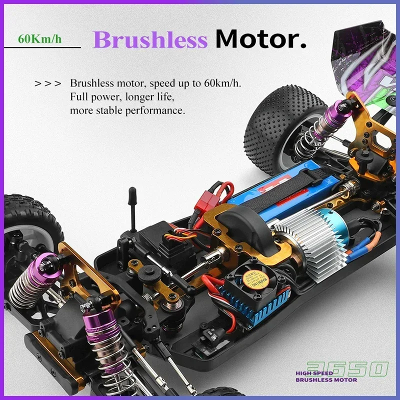 WLtoys 104002  Rc Car Competition Brushless 60KM/H 45KM/H Metal Chassis 4WD Electric High Speed Drift Car Remote Control