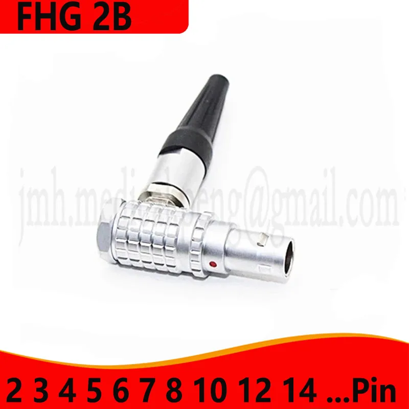 

FHG 2B 2 3 4 5 6 7 8 10 Pin Metal Circular Push-pull Self-Locking Connector Elbow 90° And key G Male Plug For Industrial Camera