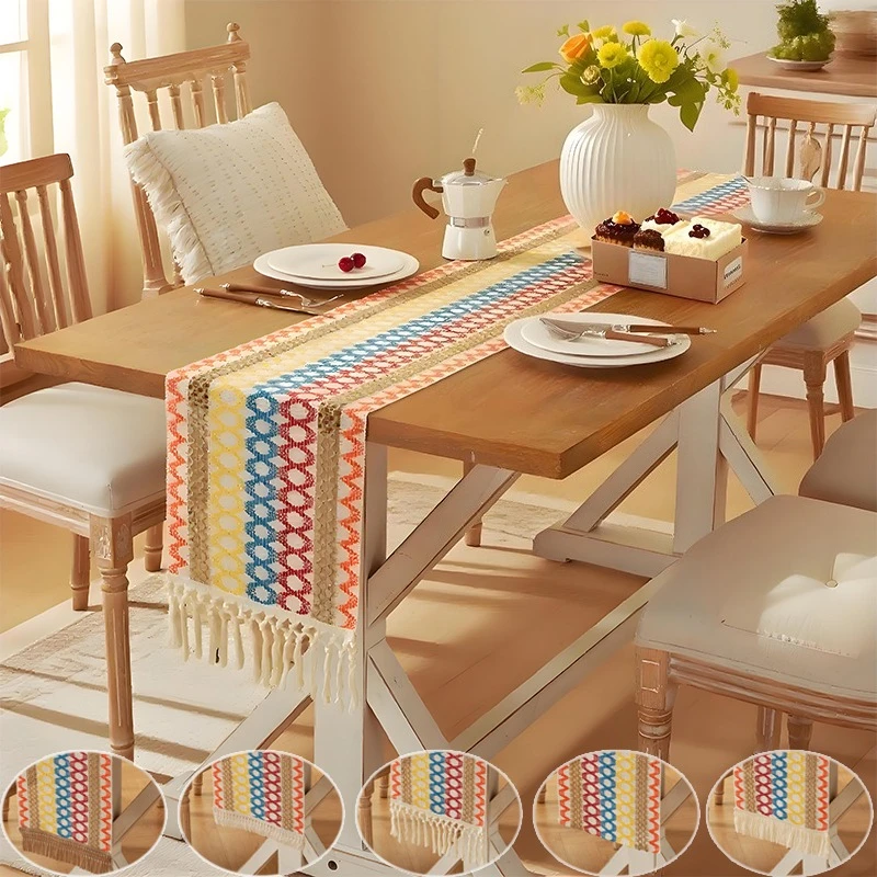 

2025 Nordic Minimalist Style Table Runner Tassel Tea Table Edge Cabinet Cover Towel Decorative for Wedding Dining Kitchen Table