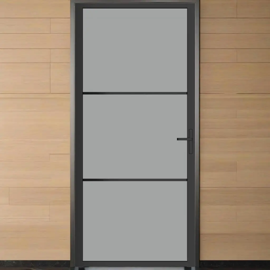 36.6x79.3 Black ESG Glass Interior Door with Durable Aluminum Frame