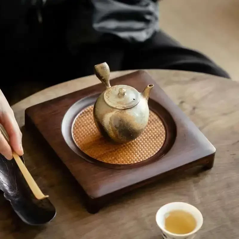 Bamboo Dry-Making Tea Tray Heavy Bamboo Pot Tray Handmade Teapot Base Simple Japanese Style Kung Fu Tea Set Tea Table