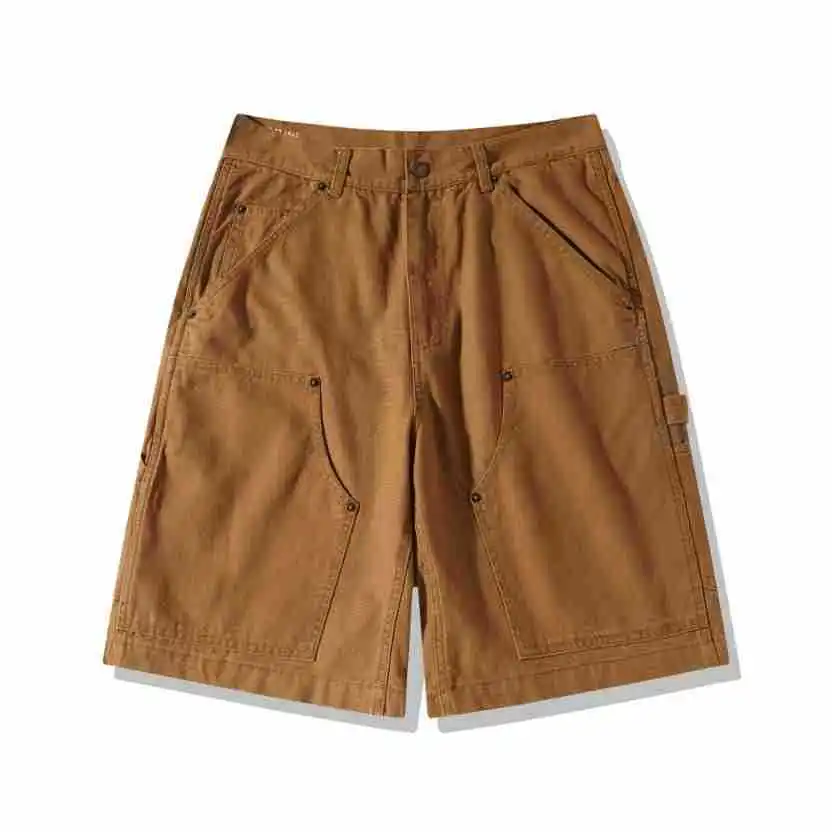 American Retro Workwear Lumberjack Pants Amikage Striped Workwear Shorts Canvas Five Inch Shorts Men's Pure Cotton Shorts
