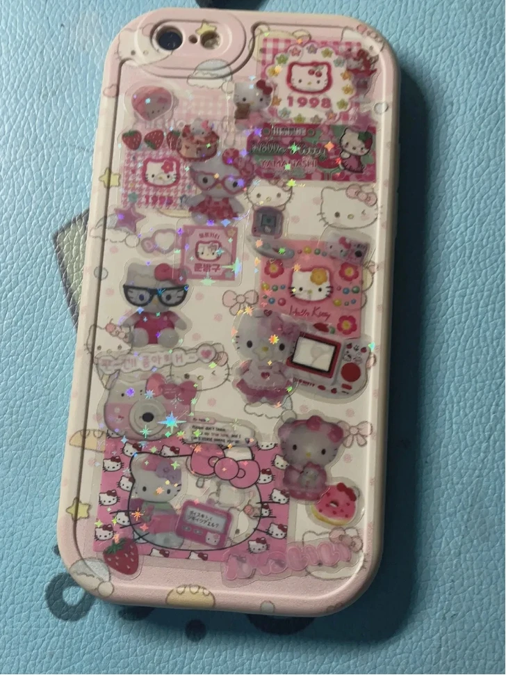 5pcs Japanese Rilakkuma Hello Kitty Cut Film Sticker Cute Waterproof Diy Hand Account Sticker Mobile Case Decorative Sticker Gif