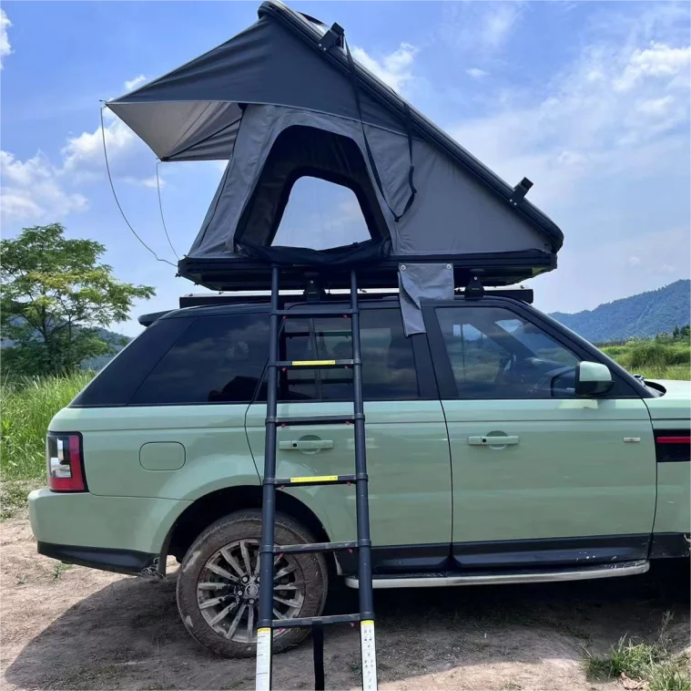 New Design Aluminum Triangel Car Roof Top Tent Suv Camping Solor Panel Aluminum Rooftop Tent Hard Shell