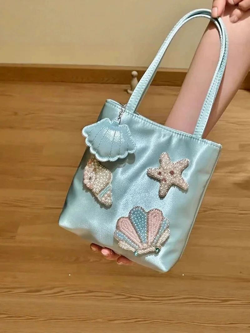 

Patchwork Embroidery Luxury Exquisite Women's Handbags Korean Sweet Y2k Aesthetic Clutches Fashion Purses Casual Top-Handle