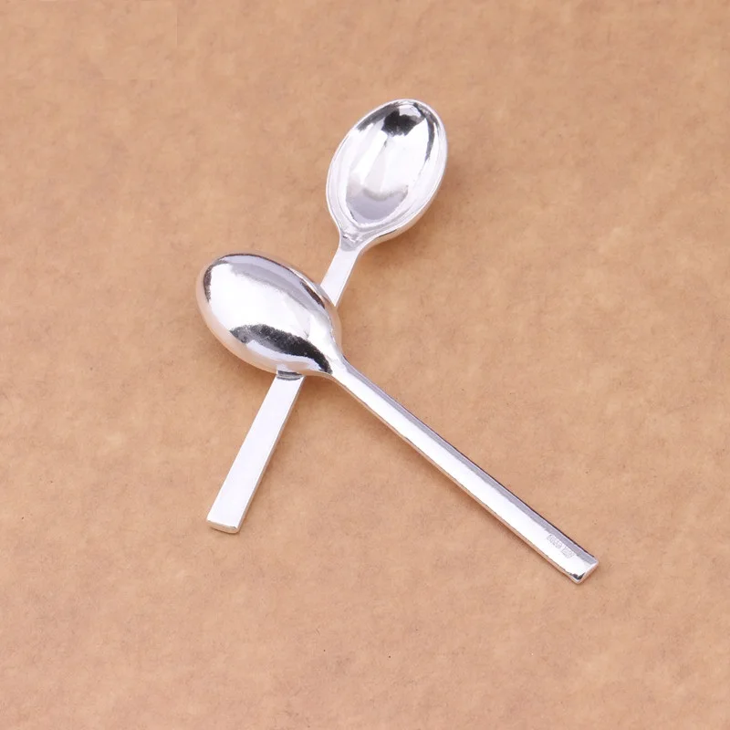 1pcs Sterling Silver S999 Coffee Spoon Sugar Tea Dessert Tableware Kitchen Tableware Spoon Coffee Tea Spoon Retro Style