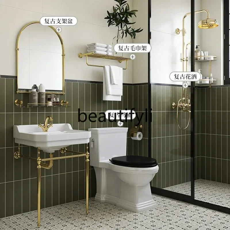 Z189 مرحاض فرنسي عتيق للحمام الأوروبي غطاء من الخشب الصلب سيفون سيراميك مرحاض أمريكي