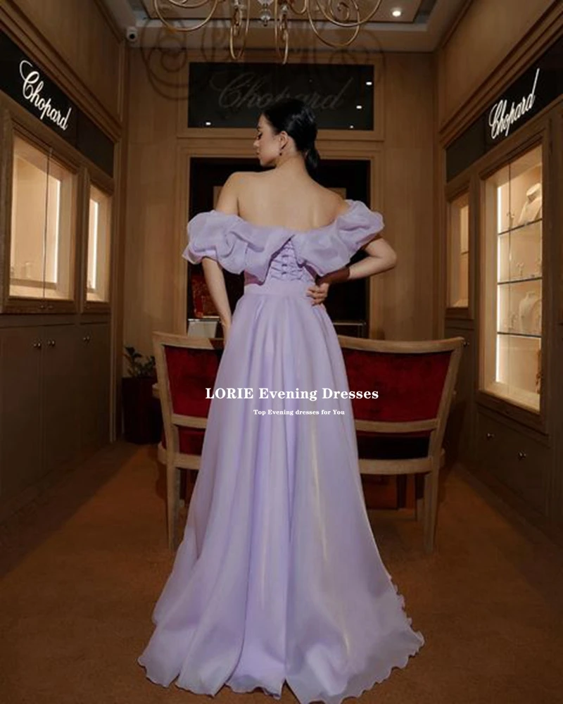 LORIE Purple Organza Prom Gown Off The Shoulder Pleat Evening Prom Dress Formal Detachable Skrit Evening Gowns Vestidos De Gala