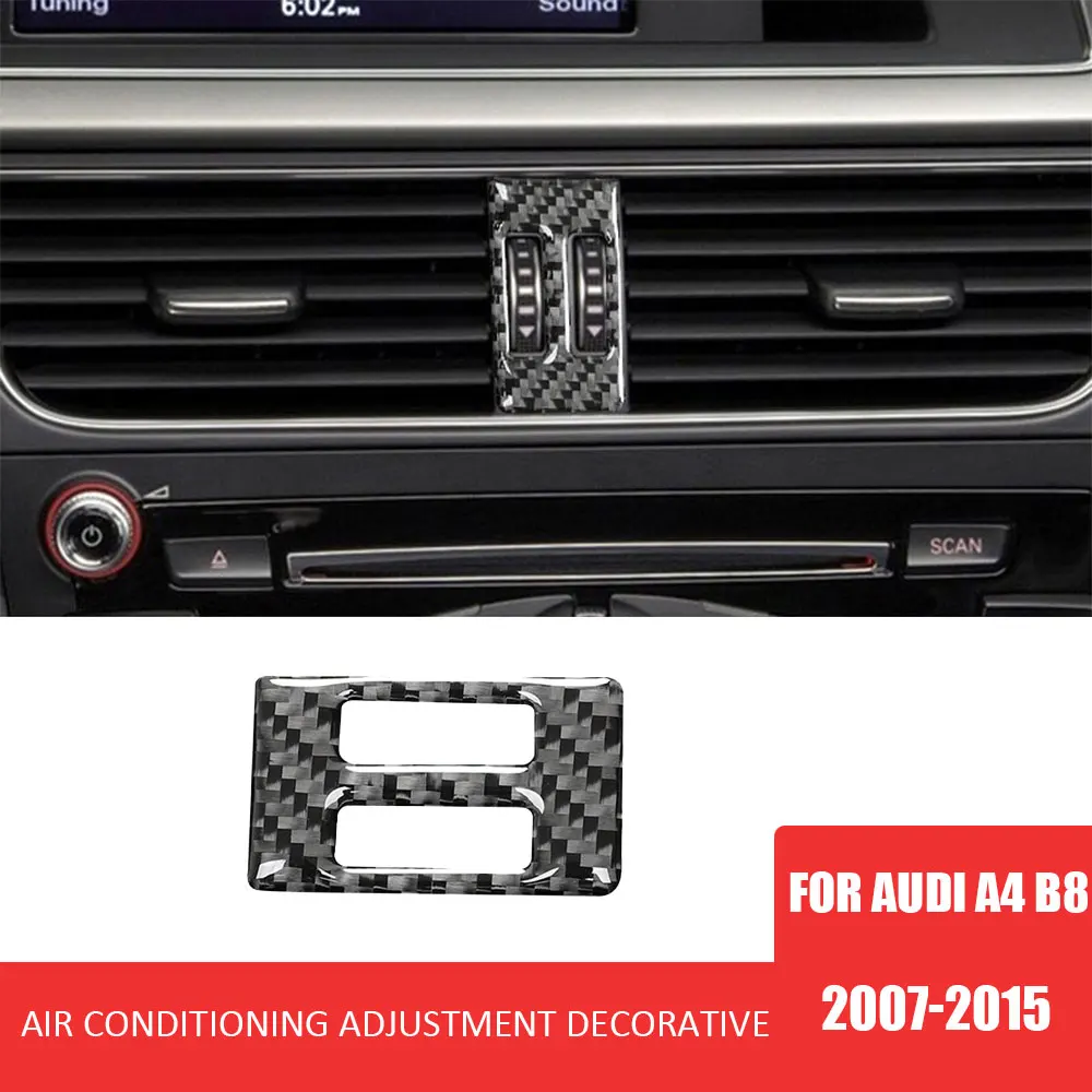 

Car Air Conditioning Vent Adjustment Decorative Frame Sticker Carbon Fiber Modification Accessories for Audi A4 B8 2007-2015