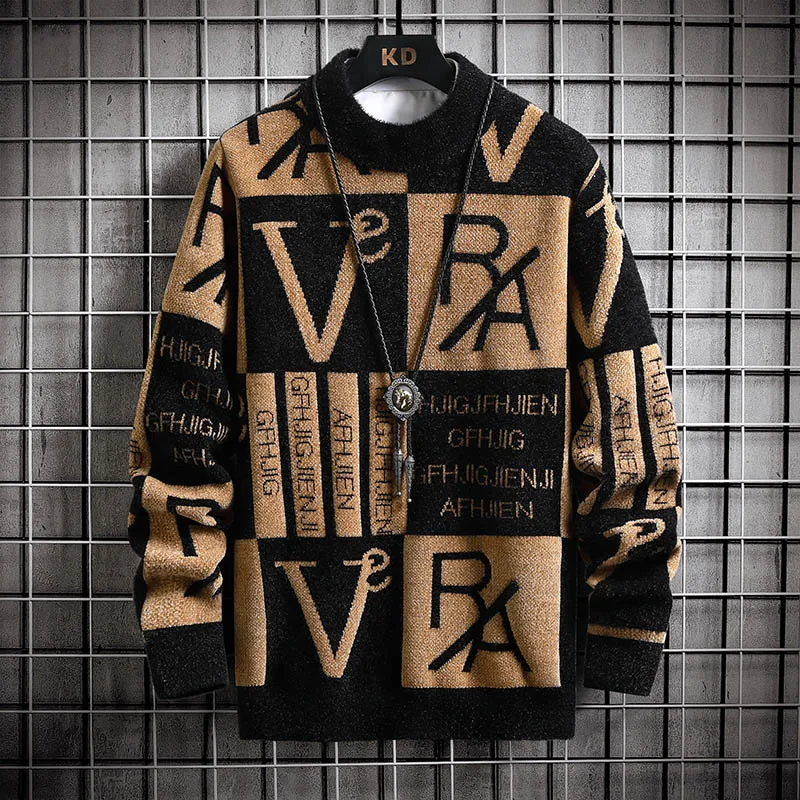 

Men Knitted Sweater Stripe Pullovers Printing Round Neck Sweater Autumn/Winter Designer Quality Casual Men Clothing Jumper