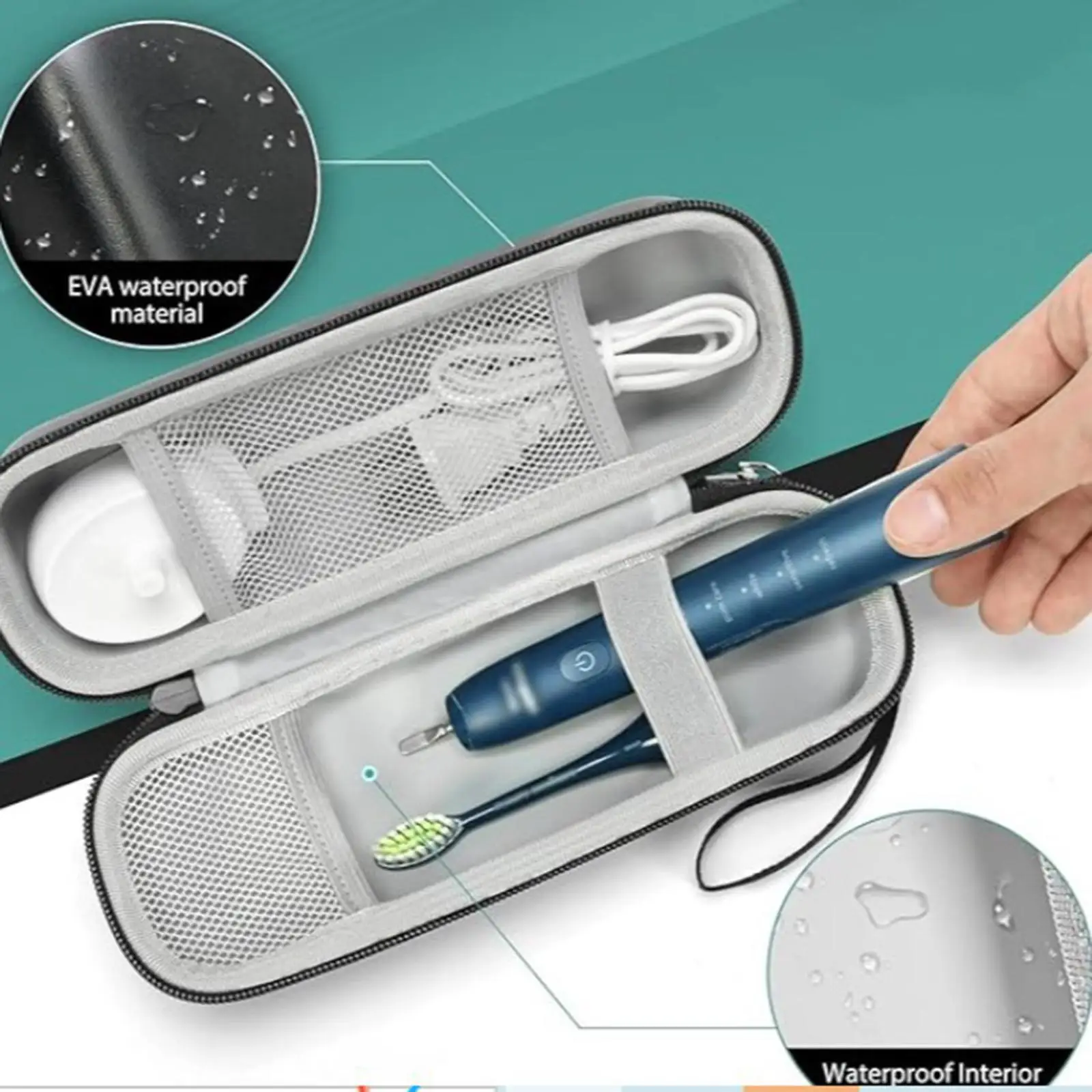 Estojo de viagem para escova de dentes elétrica à prova de choque com cordão caixa de escova de dentes