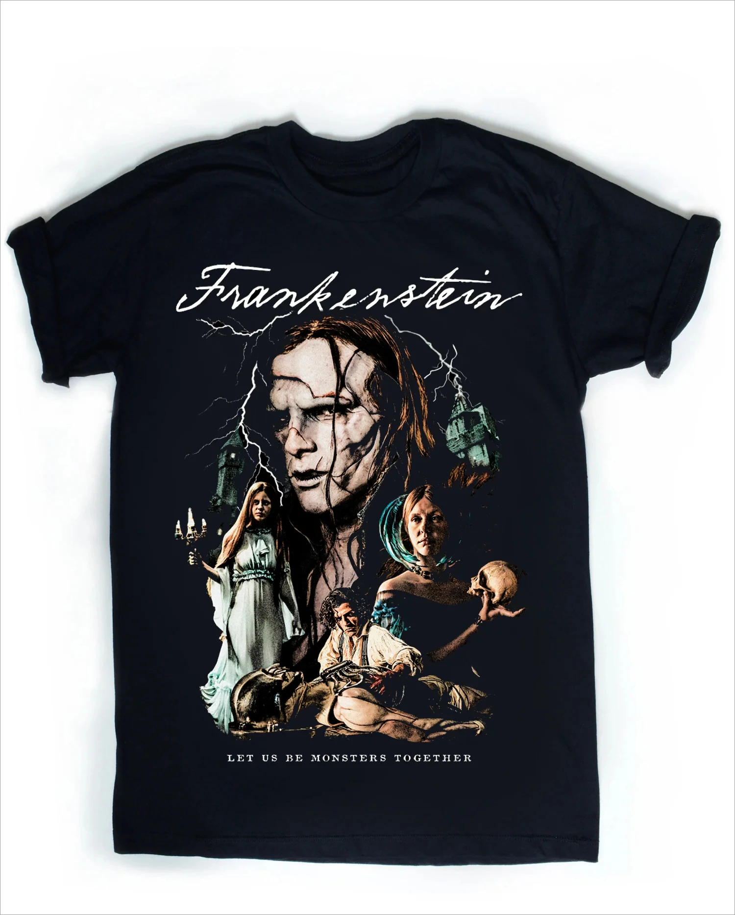 

Women's Frankenstein T Shirt Elizabeth and The Creature Pure Love Horror Gothic Movie Men Streetwear Oversized Tee Vintage Tops