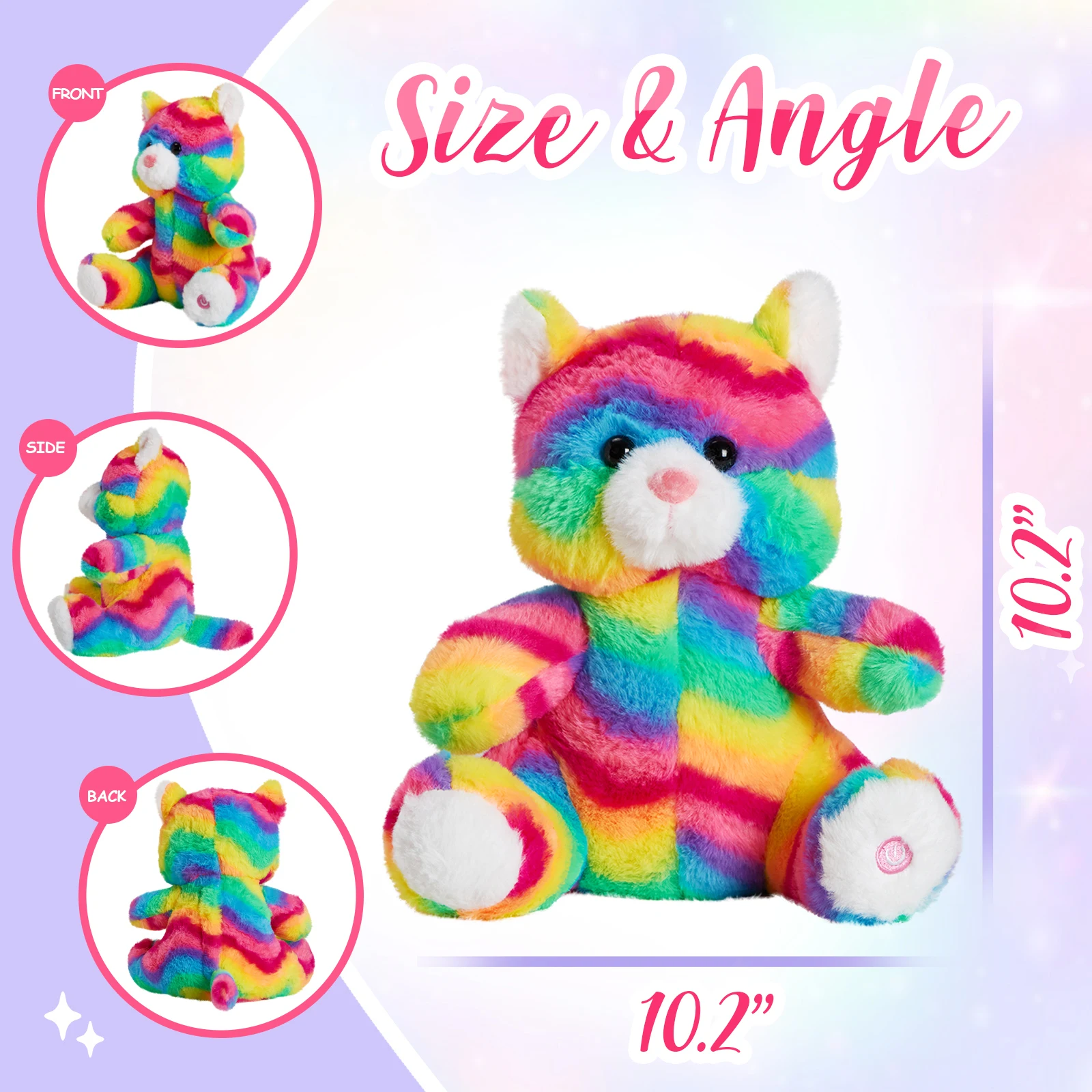 Rainbow LED Light Cat Doll Stuffed Animals Colorful Kitty Cute Birthday Gift 28cm High Quality Plush Toys for Girls Children