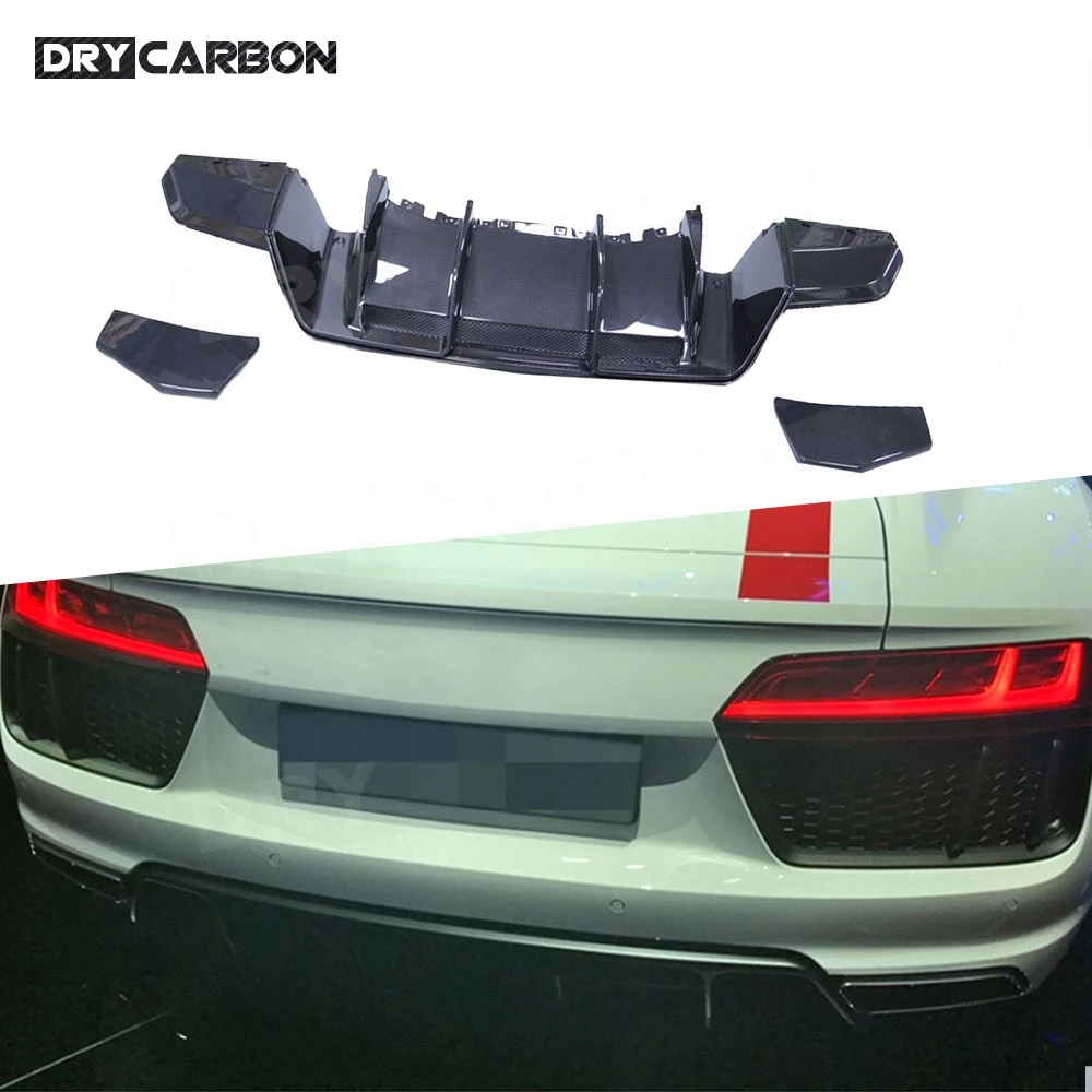 

Carbon Fiber Car Rear Bumper Diffuser Spoiler Splitters for Audi R8 V8 V10 2017 2018 2019 2020 Body Kits Accessories FRP Black