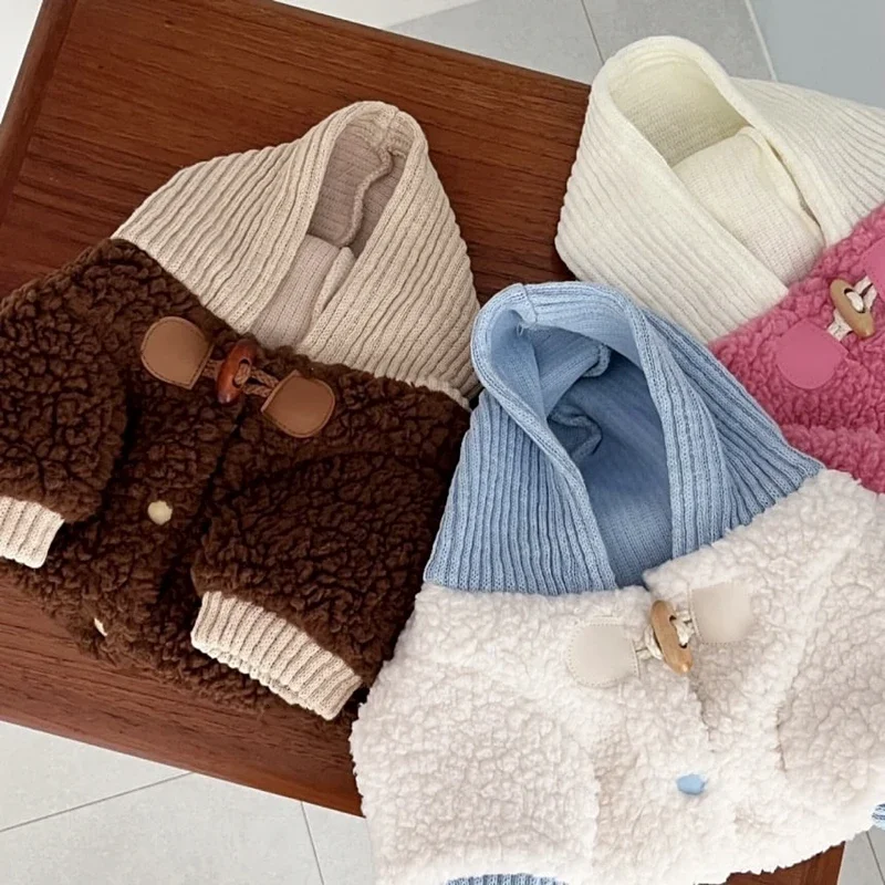 Zimowe zagęszczone ubrania dla psów Teddy Jackets Ciepła bluza z kapturem Bichon Kamizelki Otwarty guzik Koszula Mały pies Casual Cotton Puppy Coat