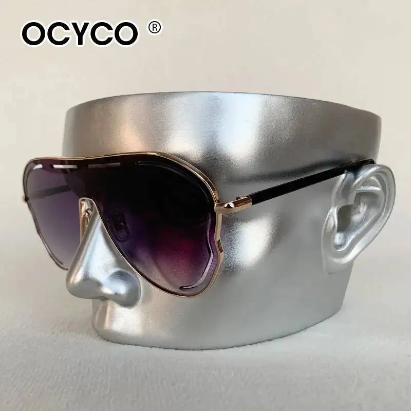 

Большие цельные солнцезащитные очки для женщин 2025, роскошные брендовые металлические солнцезащитные очки в большой оправе с защитой от ультрафиолета, полые очки для женщин