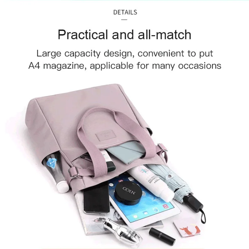 Women\'s bag Handheld diagonal cross solid color large capacity simple college students cramming bag ins women\'s bag nylon bag