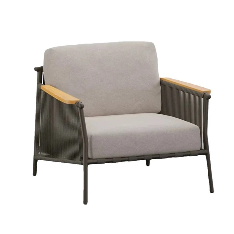 

Outdoor sofa courtyard solid wood leisure balcony garden open-air sun room rattan single chair outdoor villa furniture