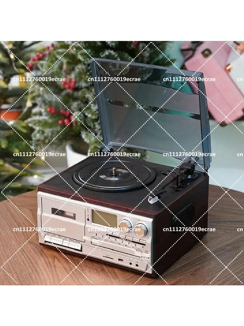 Retro Vinyl Record Player with FM/AM Radio, Vintage Storage Tape Machine, Desktop Multifunctional Bluetooth Speaker