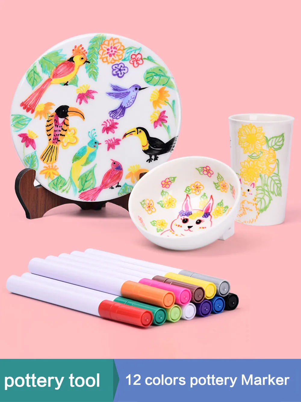 

pottery painting pen DIY special marker for ceramic painting overglaze color 12 color ceramic pigment 200℃ firing