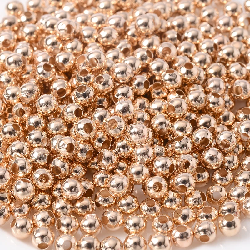 20-1000Pcs 2/3/4/6/8/10/12Mm Gold Plated Metal Ccb Round Ball Seed Spacer Loose Beads for Jewelry Making Bracelet Accessories
