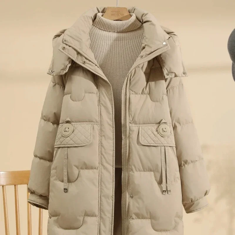 Winter New Down Cotton-padded Clothes Women's Medium and Long Korean Version Loose  Spring and Autumn Warm Cotton-padded Jackets