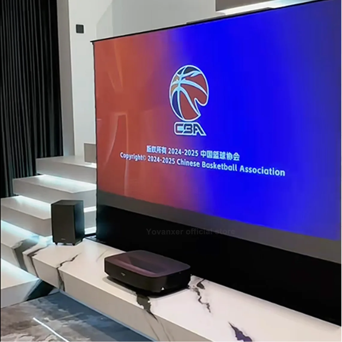 2025 New 120 inch ALR Rejecting Motorized Electric Tab Tension Floor Rising Projector Screen Square Shell  for UST Projector