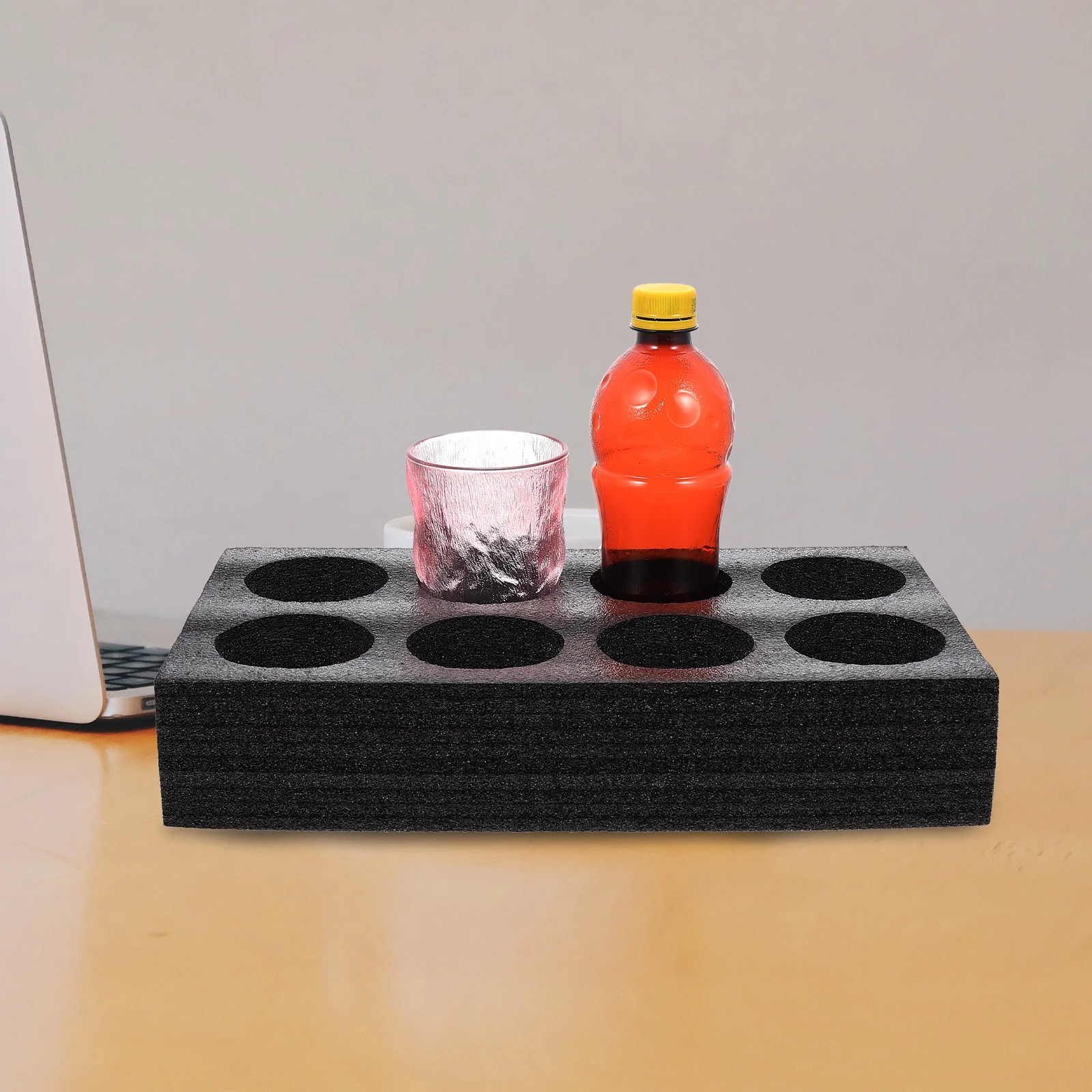 

2pcs Black 8-Hole Thickened Pearl Cotton Cup Holder Tray for Restaurant Takeout Drink Carrier Hot Cold Beverages
