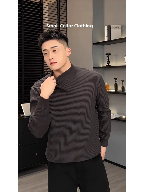 

Мужской трикотажный джемпер Deep ey Slim Fit с высоким воротником, эластичный, теплый, зимний, в полоску, базовый, для ношения под одеждой, повседневный, с длинным рукавом