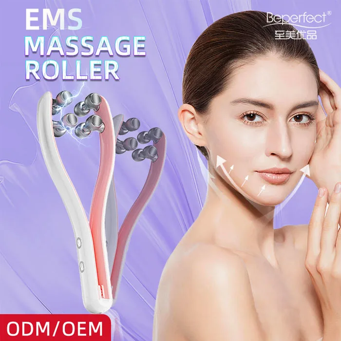 Hot Anti-aging double head facial roller massager EMS v shape face lifting