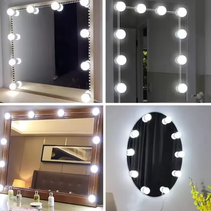 Dimmable LED Mirror Light Detachable Bulbs USB Supply Hollywood Makeup Lamp Cosmetic Dressing Table Vanity Lighting - view 6