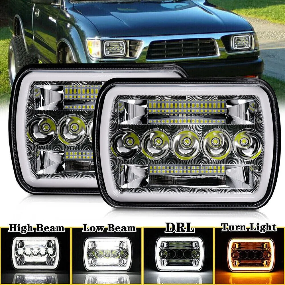 

Пара светодиодных фар 7x6 дюймов 5x7 дюймов HI/LO/DRL/TURN SIGNAL для Toyota Hilux 1983-2004 гг.