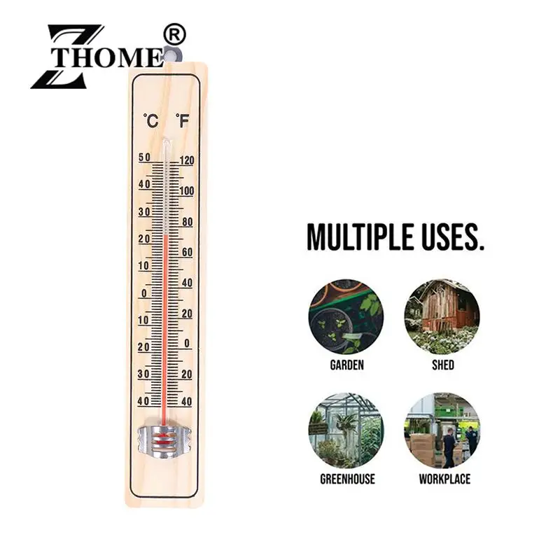 Wood Wall Hang Thermometer Indoor Outdoor Logger Meter Garden House Garage Garden Breeding Temperature Controller