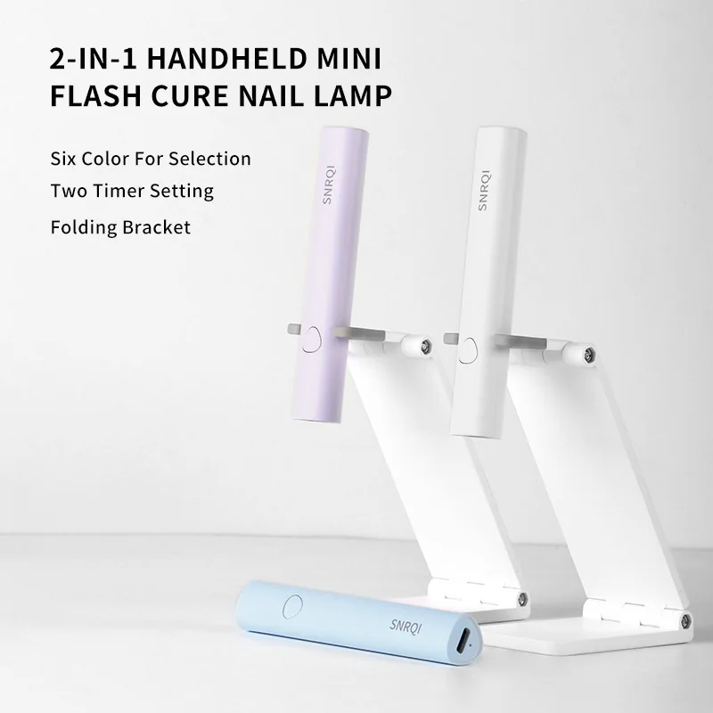 

Portable Mini UV LED Nail Lamp Cordless Handheld Nail Dryer Stand 2 Timer Settings Professional Fast-Drying Phototherapy Tools