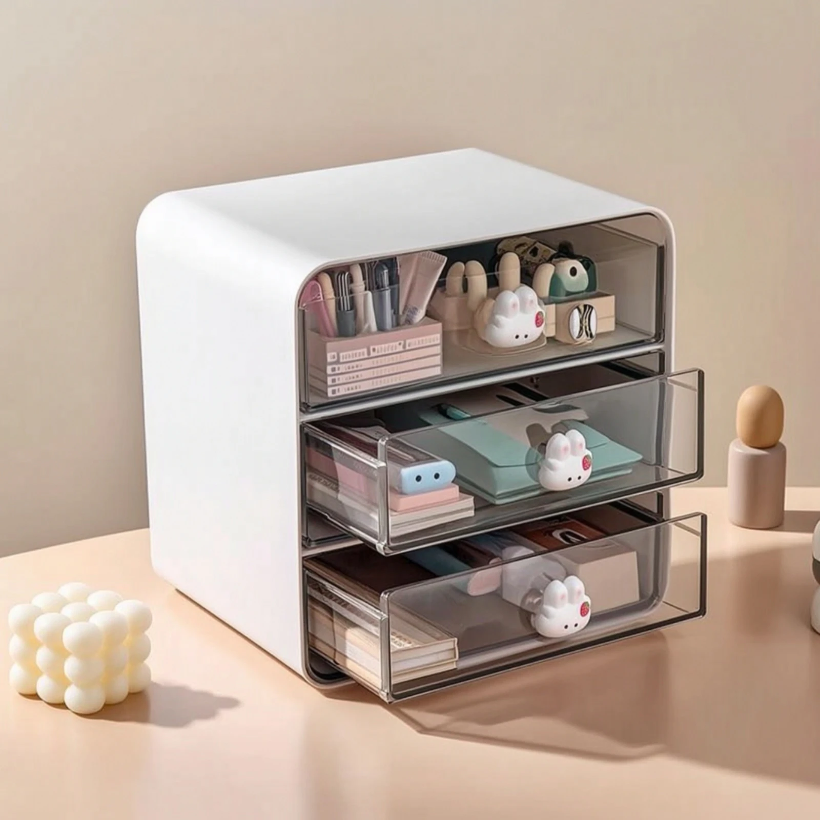 Desktop Drawer Organizer Transparent Stationery Storage Box with Drawers Makeup Organizer with Drawers Visible for Students