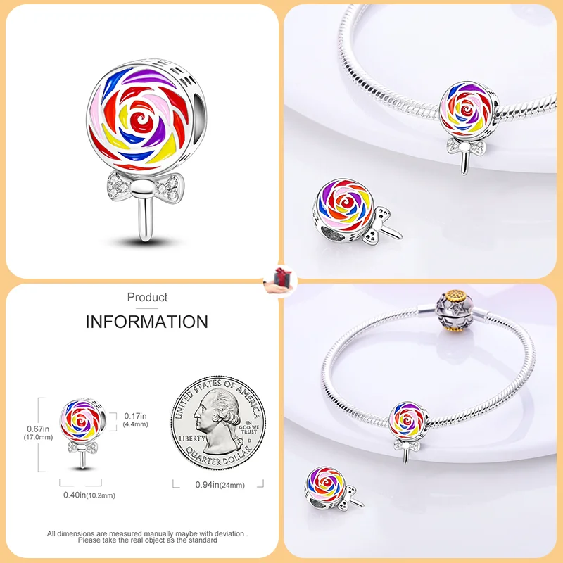 925 Sterling Silver Strawberry Avocado Candy Food Series Charm Beads Suitable for Pandora Original Bracelet DIY Jewelry Gift