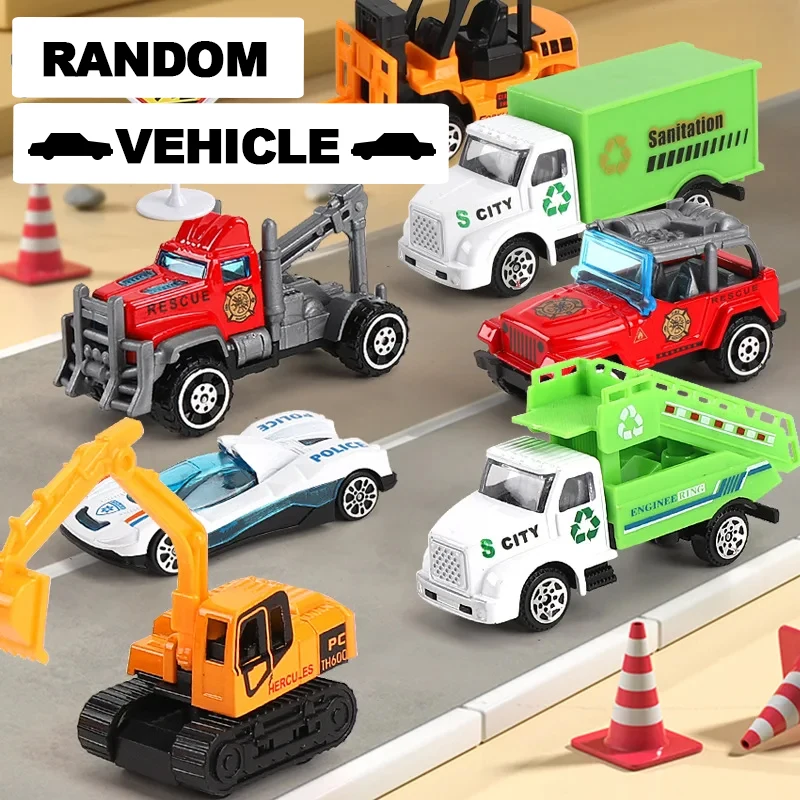 Engineering Mini Cars Rail Scene Toy Parking Lot Wheels Storage Box  Model Track Vehicle Building Boys Play Set Construction Car