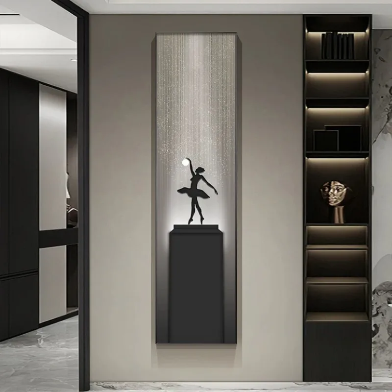 Modern light luxury entrance decorative painting slender strip abstract art dance figure aisle corridor model room wall hanging