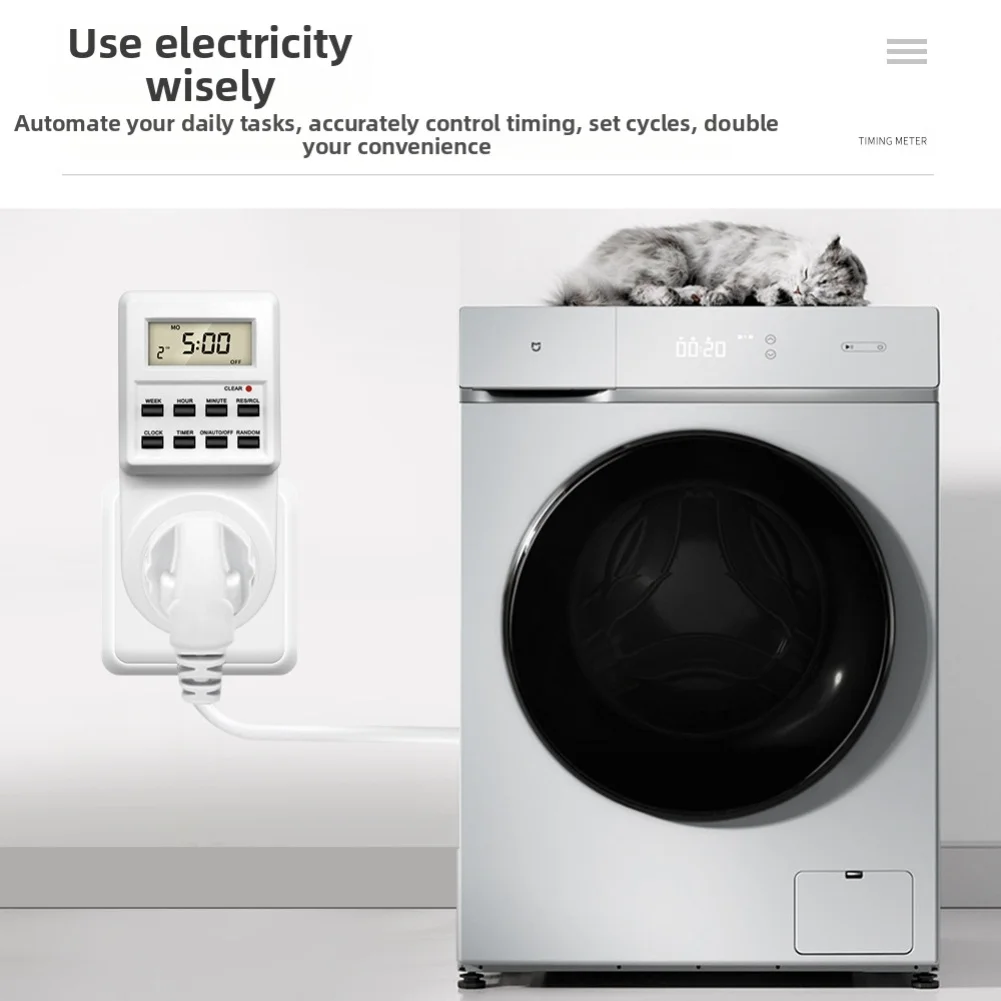 Intelligent Timer Socket with 8 Key Control for Hours Minutes and Days Supporting Daylight Saving and Randomized Scheduling