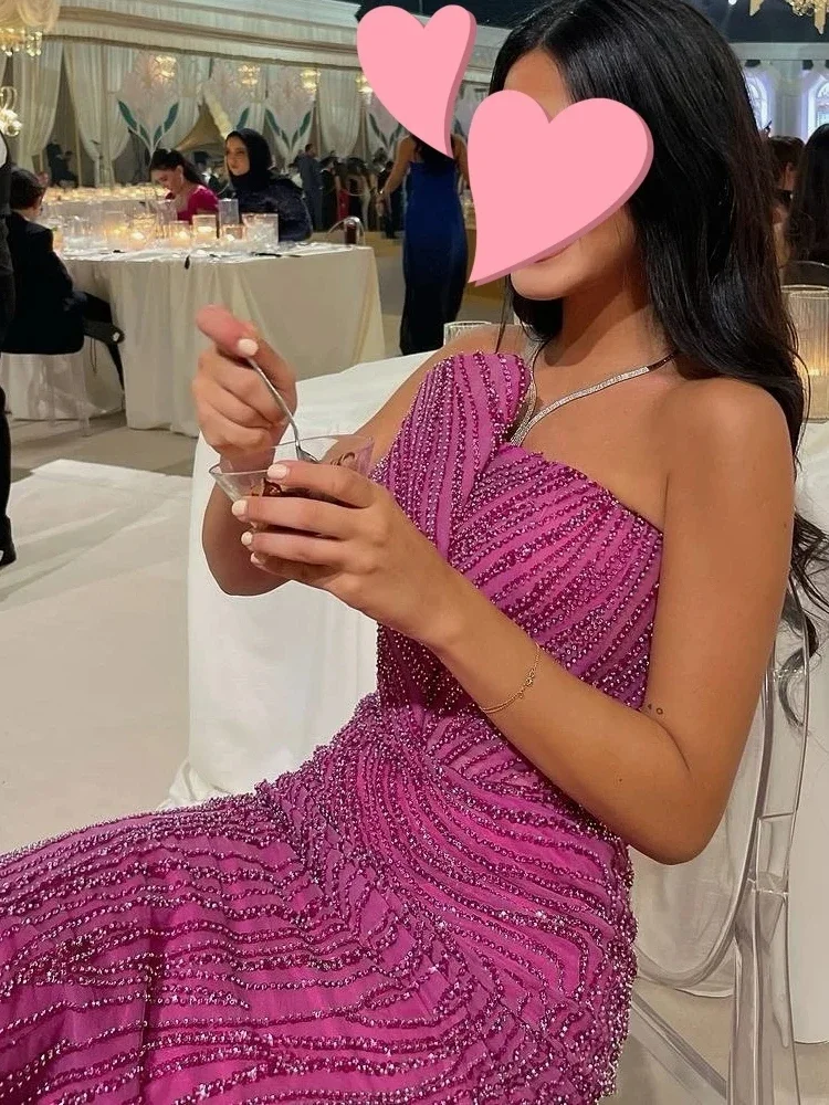 Personalizado 2025 vestido de noite de alta qualidade ocasião formal vestido longo elegante retro doce sexy rosa sereia grânulo renda