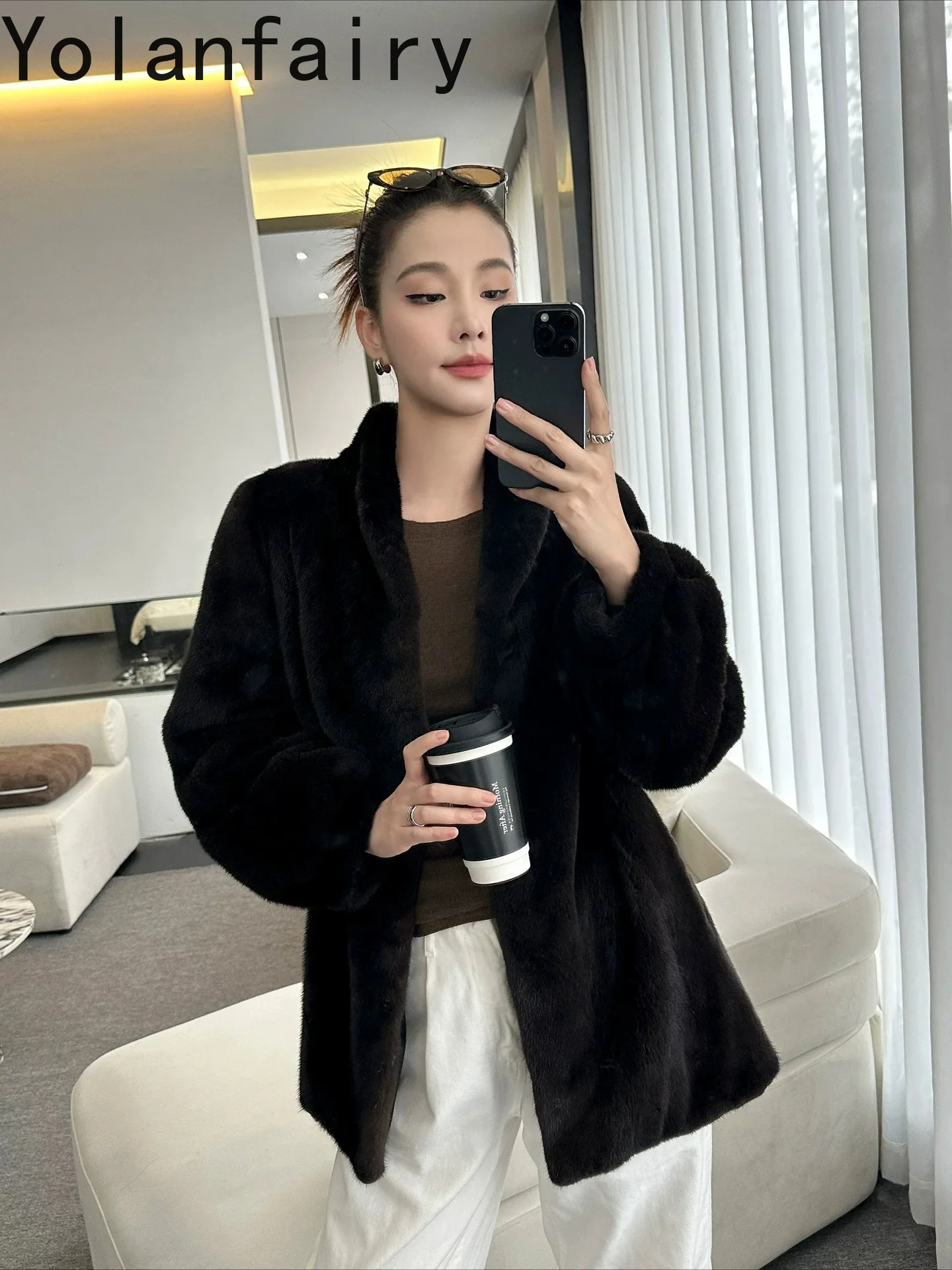 YOLANFAIRY High-end 100% Real Fur Coat Woman Winter Short-2-grade Velvet Whole Mink Natural Fur Jacket Elegant Women Clothes