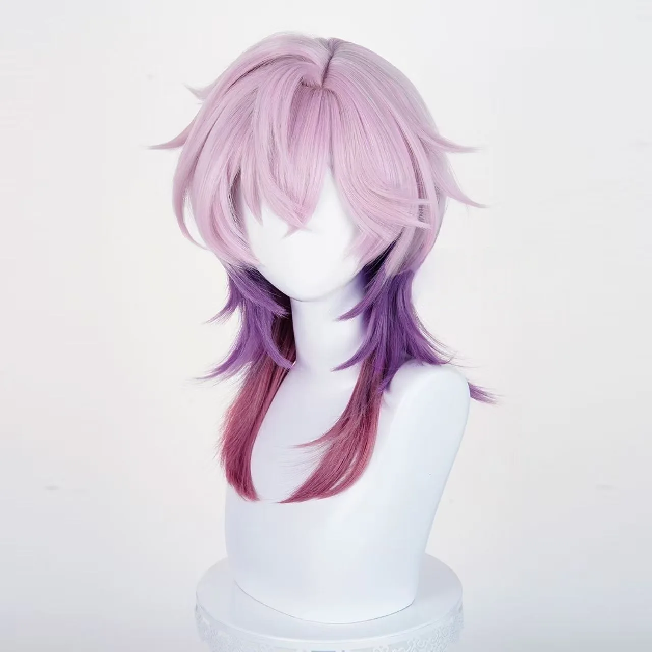 Anime jogo genshin impacto durin cosplay rosa roxo cabelo sintético para homens mulheres festa de halloween carnaval role play adereços